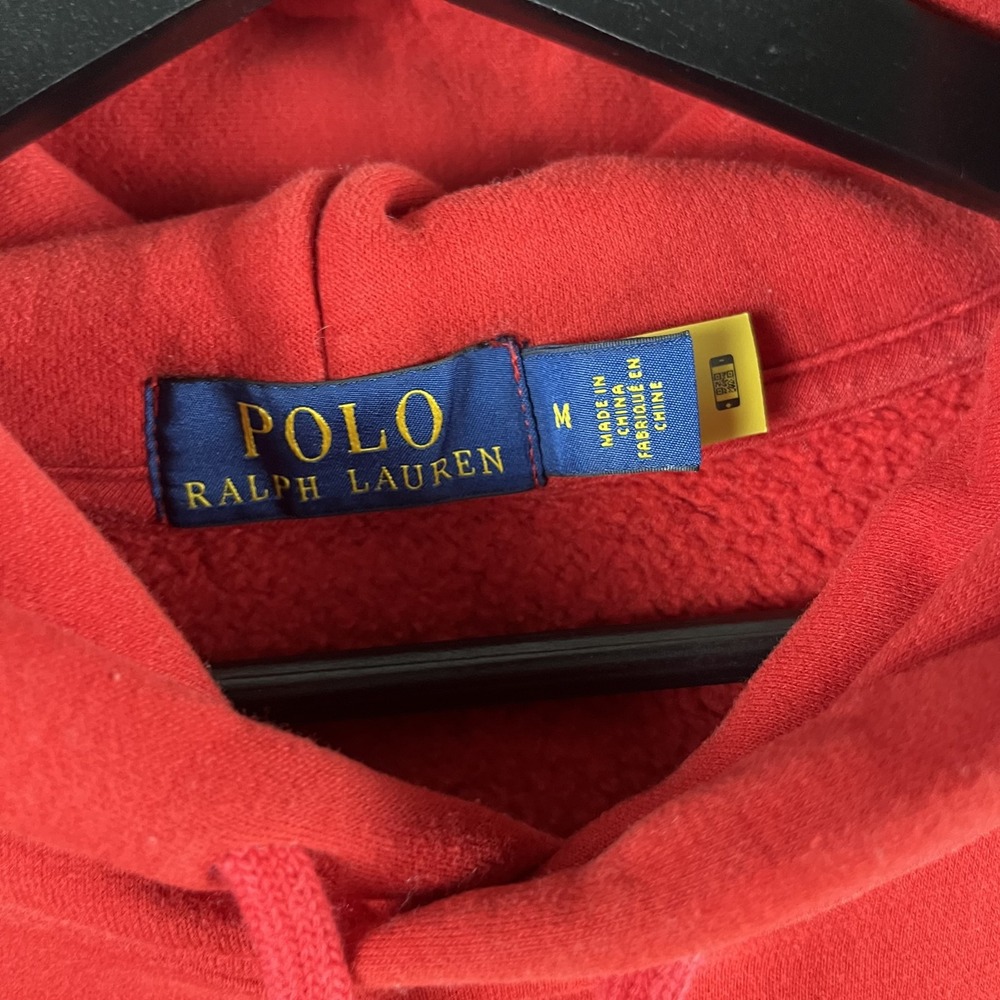 Polo Ralph Lauren Men's Red Coffee Polo Bear Fleece Hoodie Medium - Picture 3 of 7